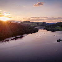 Buy canvas prints of Ladybower Reservoir at Sunset by Apollo Aerial Photography