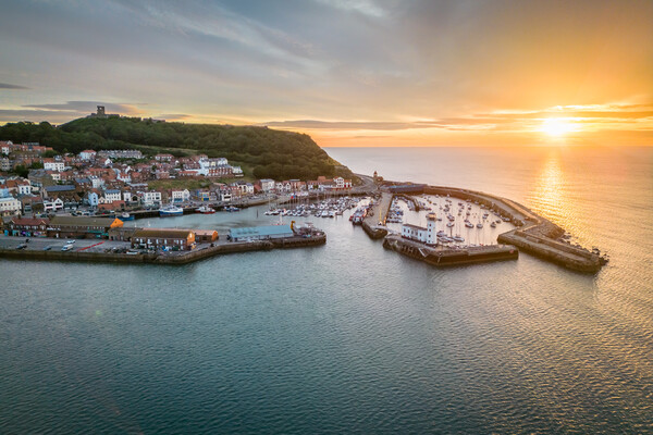 Scarborough Sunrise Panorama Picture Board by Apollo Aerial Photography