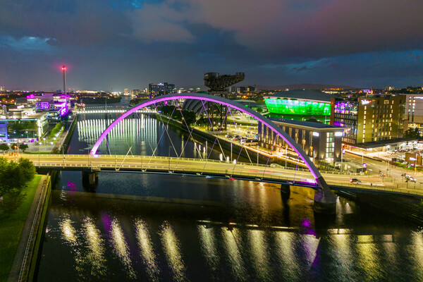 The Clyde Arc Bridge at Night Picture Board by Apollo Aerial Photography