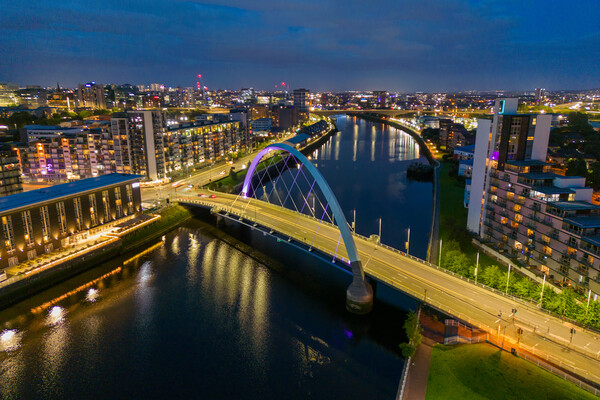 Clyde Arc Bridge at Night Picture Board by Apollo Aerial Photography