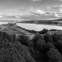 Buy canvas prints of Scarborough Castle Black and White by Apollo Aerial Photography