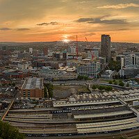 Buy canvas prints of Sheffield Sunset Panorama by Apollo Aerial Photography