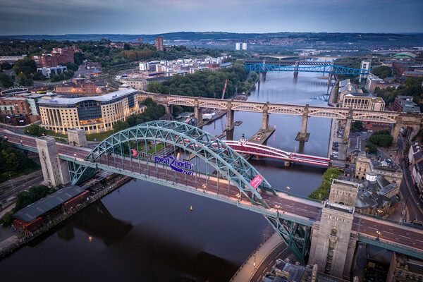 Newcastles Famous Bridges Picture Board by Apollo Aerial Photography