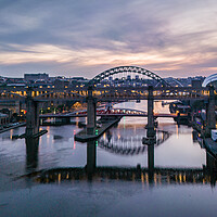 Buy canvas prints of Tyne Bridges at Dawn by Apollo Aerial Photography