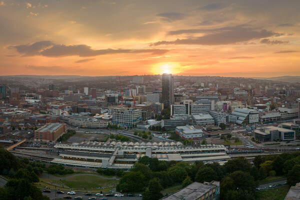 Sheffield Skyline Sunset Picture Board by Apollo Aerial Photography