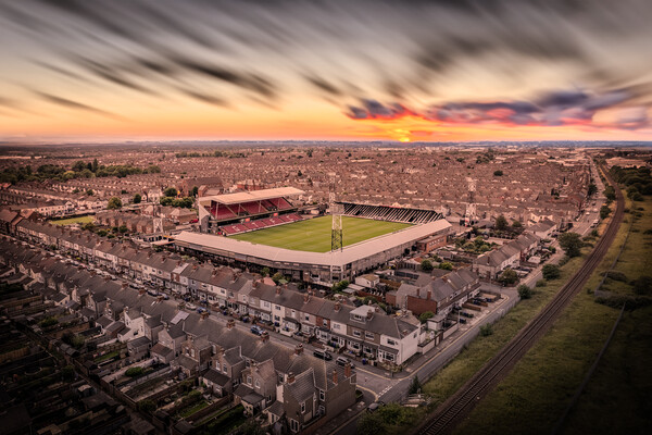 Sunset Over Blundell Park Picture Board by Apollo Aerial Photography