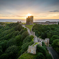 Buy canvas prints of Scarborough Castle Sunrays by Apollo Aerial Photography