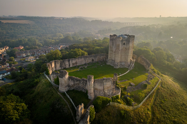 Conisbrough Castle Morning Mist Picture Board by Apollo Aerial Photography