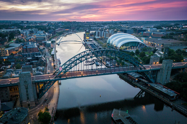 Tyne Bridges at Dawn Picture Board by Apollo Aerial Photography