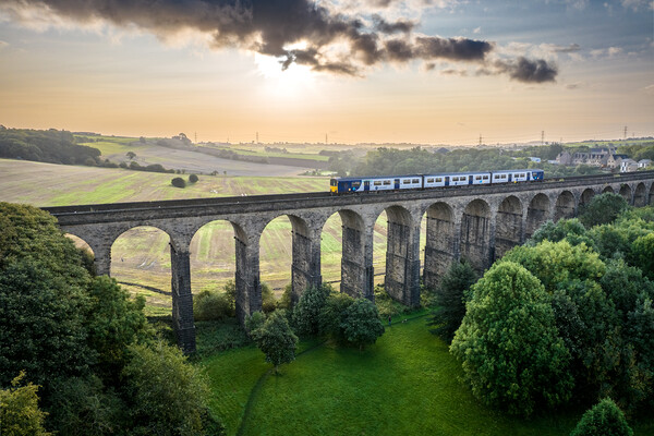 Train Departing Penistone Picture Board by Apollo Aerial Photography