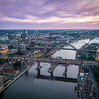 Buy canvas prints of Sunrise over the Tyne Bridges by Apollo Aerial Photography