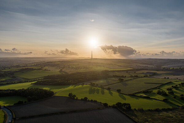 Sunset on Emley Moor Picture Board by Apollo Aerial Photography
