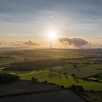 Buy canvas prints of Sunset on Emley Moor by Apollo Aerial Photography