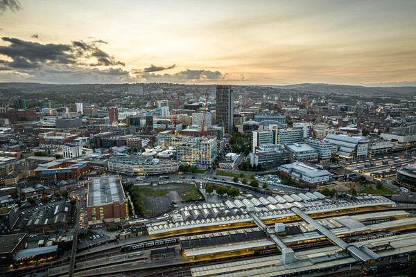 Sheffield Sunset Picture Board by Apollo Aerial Photography