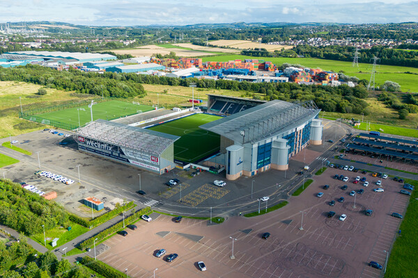 Falkirk Stadium Picture Board by Apollo Aerial Photography