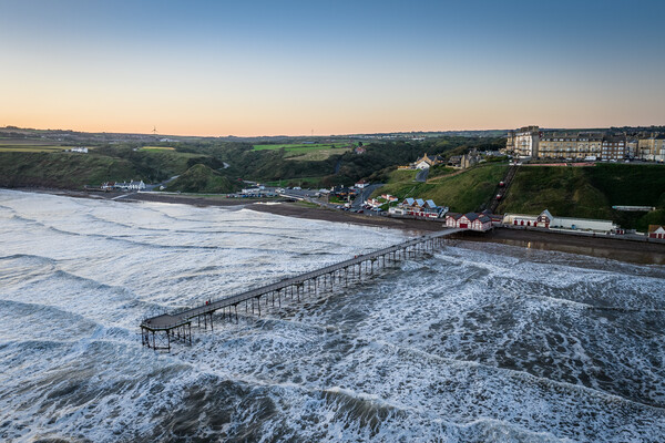 Saltburn Pier Kissed By The Waves Picture Board by Apollo Aerial Photography