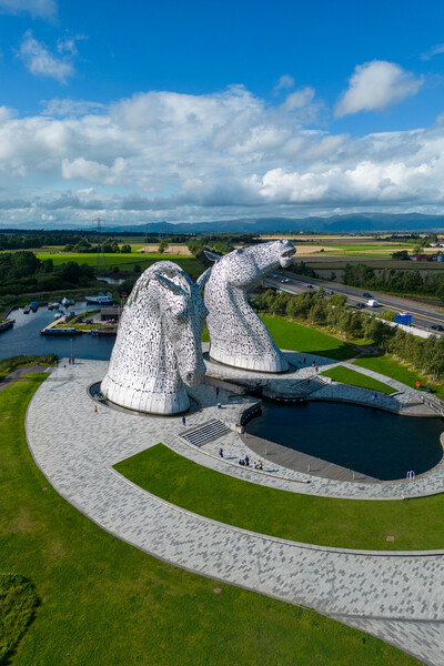 The Kelpies From The Air Picture Board by Apollo Aerial Photography