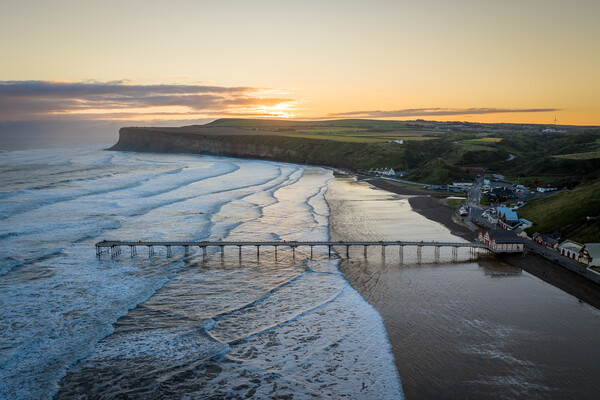 Sunrise at Saltburn by the Sea Picture Board by Apollo Aerial Photography