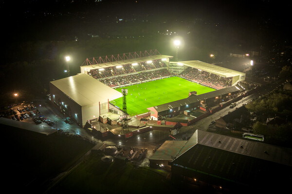 Oakwell Stadium at Night Picture Board by Apollo Aerial Photography