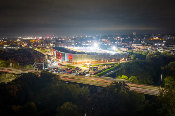 Rotherham United Game Night Picture Board by Apollo Aerial Photography