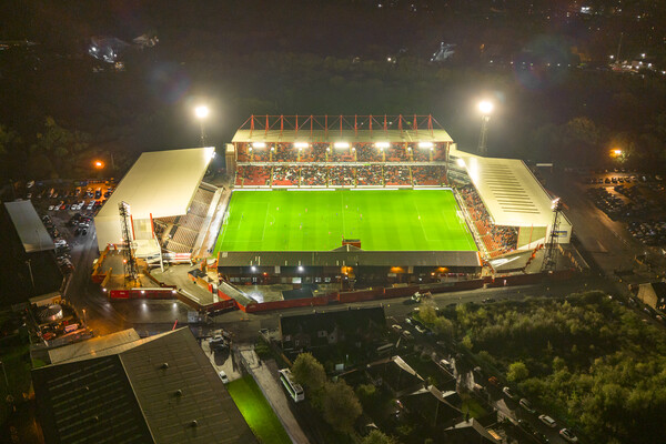 Oakwell Under the Lights Picture Board by Apollo Aerial Photography