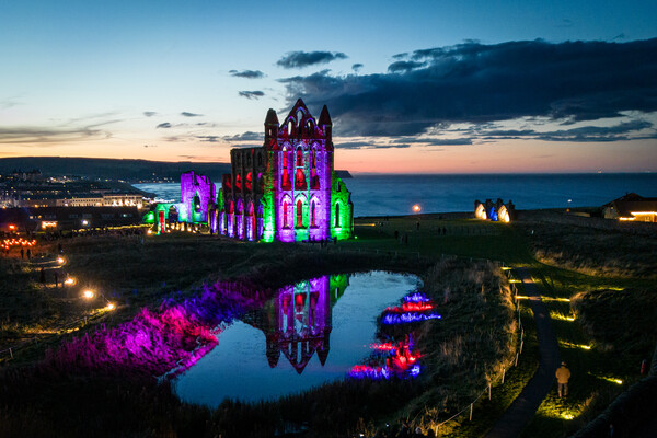 Whitby Abbey After Dark Picture Board by Apollo Aerial Photography