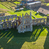 Buy canvas prints of Whitby Abbey shadows  by Apollo Aerial Photography