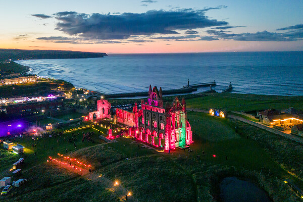 Whitby Abbey In The Dark Picture Board by Apollo Aerial Photography