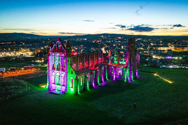 Whitby Abbey Illuminations Picture Board by Apollo Aerial Photography