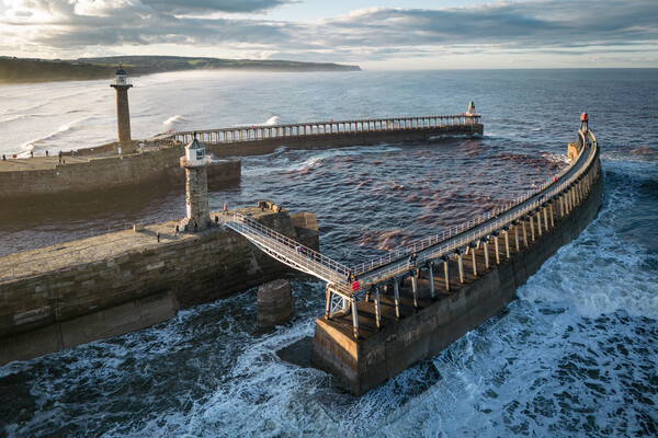 Whitby Pier Extensions Picture Board by Apollo Aerial Photography