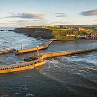 Buy canvas prints of Whitby Sea Walls by Apollo Aerial Photography