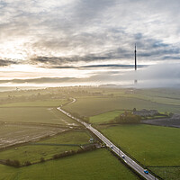 Buy canvas prints of Misty Morning on Emley Moor by Apollo Aerial Photography