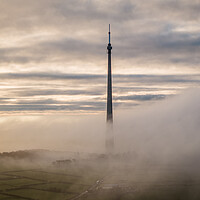 Buy canvas prints of Emley Moor TV Mast Mist by Apollo Aerial Photography