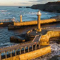 Buy canvas prints of Whitby Lighthouses by Apollo Aerial Photography