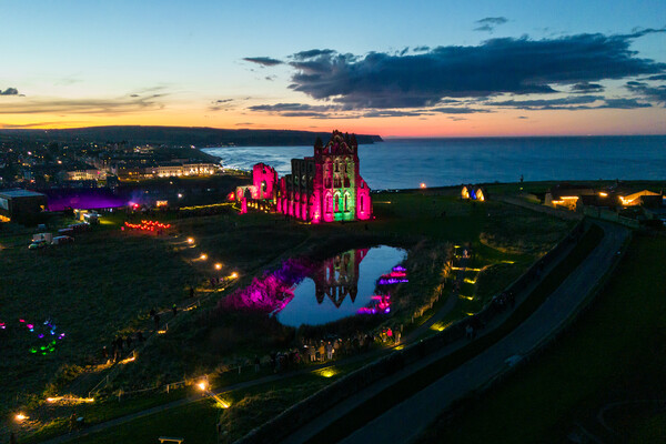 Whitby Abbey After Dark Picture Board by Apollo Aerial Photography