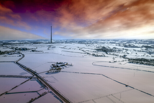 Emley Moor Winters Day Picture Board by Apollo Aerial Photography