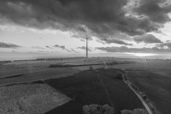 Emley Moor Black and White Picture Board by Apollo Aerial Photography
