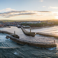 Buy canvas prints of Whitby Harbour Sunset by Apollo Aerial Photography