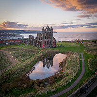 Buy canvas prints of Whitby Abbey Sunset by Apollo Aerial Photography