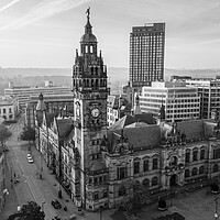 Buy canvas prints of Sheffield Town Hall Black and White by Apollo Aerial Photography