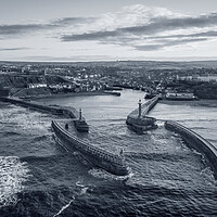 Buy canvas prints of Whitby Black and White by Apollo Aerial Photography