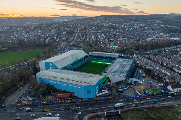 Hillsborough Stadium Sunset Picture Board by Apollo Aerial Photography