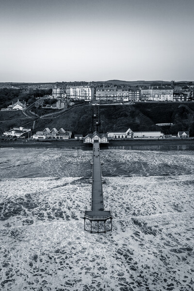 Saltburn By The Sea Pier Black and White Picture Board by Apollo Aerial Photography