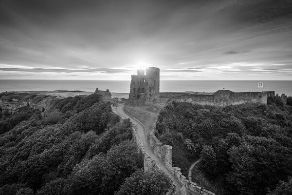 Scarborough Castle Black and White Picture Board by Apollo Aerial Photography