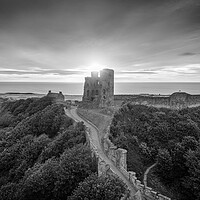 Buy canvas prints of Scarborough Castle Black and White by Apollo Aerial Photography