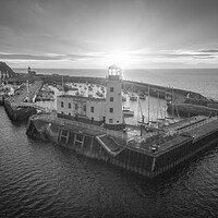 Buy canvas prints of Scarborough Lighthouse Black and White by Apollo Aerial Photography