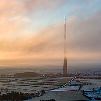 Buy canvas prints of Emley Moor Sunrise by Apollo Aerial Photography