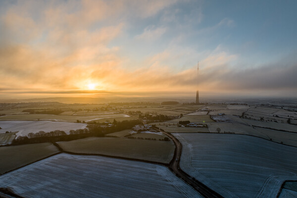 Emley Moor In the Cold Picture Board by Apollo Aerial Photography