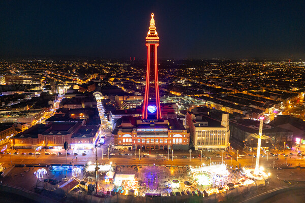 Blackpool Tower in Red Picture Board by Apollo Aerial Photography