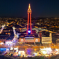 Buy canvas prints of Blackpool Tower in Red by Apollo Aerial Photography